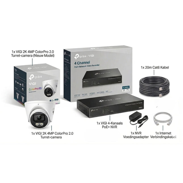 Beveiligingscamera set VIGI ip-camera.nl VIGI Insight S445S 2K 4MP ColorPro 2.0 Turret Camera 2.8MM of 4MM
