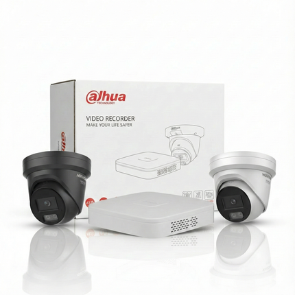 Beveiligingscameraset Dahua 4MP Turret 2K met microfoon 24/7 kleurenbeeld