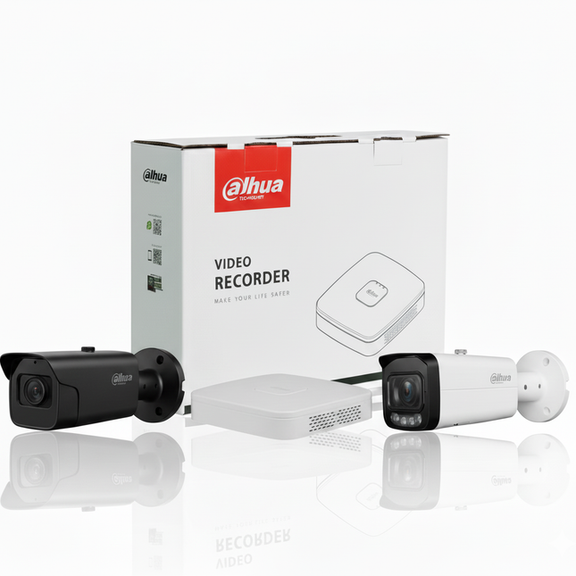 Beveiligingscameraset Dahua 8MP Bullet 4K met microfoon 24/7 kleurenbeeld