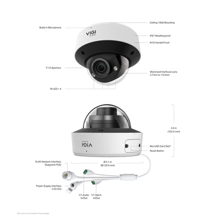 ip-camera.nl Vigi InSight S245ZI VIGI 4MP IR Gemotoriseerde Varifocale Dome 5x zoom