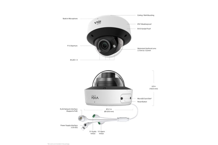 ip-camera.nl Vigi InSight S245ZI VIGI 4MP IR Gemotoriseerde Varifocale Dome 5x zoom