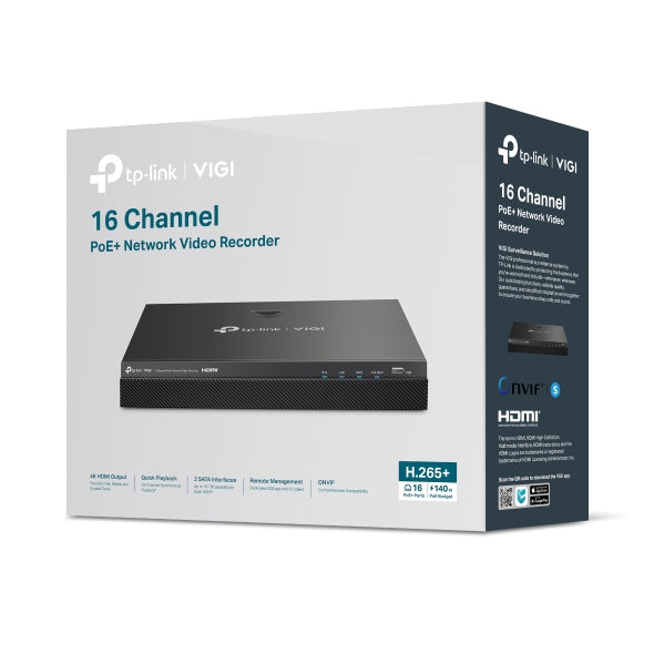ip-camera.nl VIGI NVR2016H-16MP 16 kanaals PoE+ NVR 140 watt PoE voor het zware werk