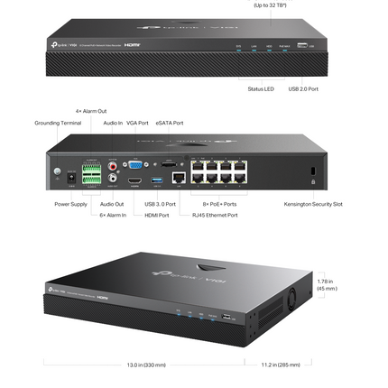 ip-camera.nl Vigi NVR1008H-8MP 8 kanaals PoE+ NVR