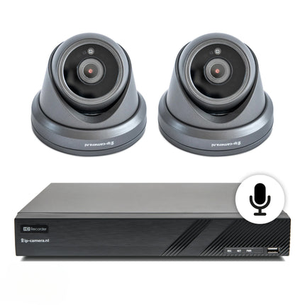 4K draadloze camera set dome zwart met Sony 8MP Cmos en microfoon