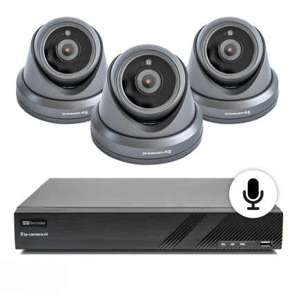 4K draadloze camera set dome zwart met Sony 8MP Cmos en microfoon