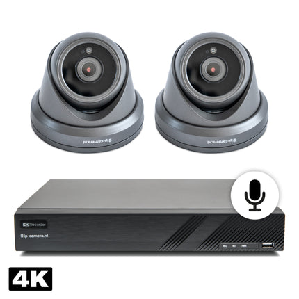 4K Beveiligingscamera set dome met Sony 8MP Cmos en microfoon